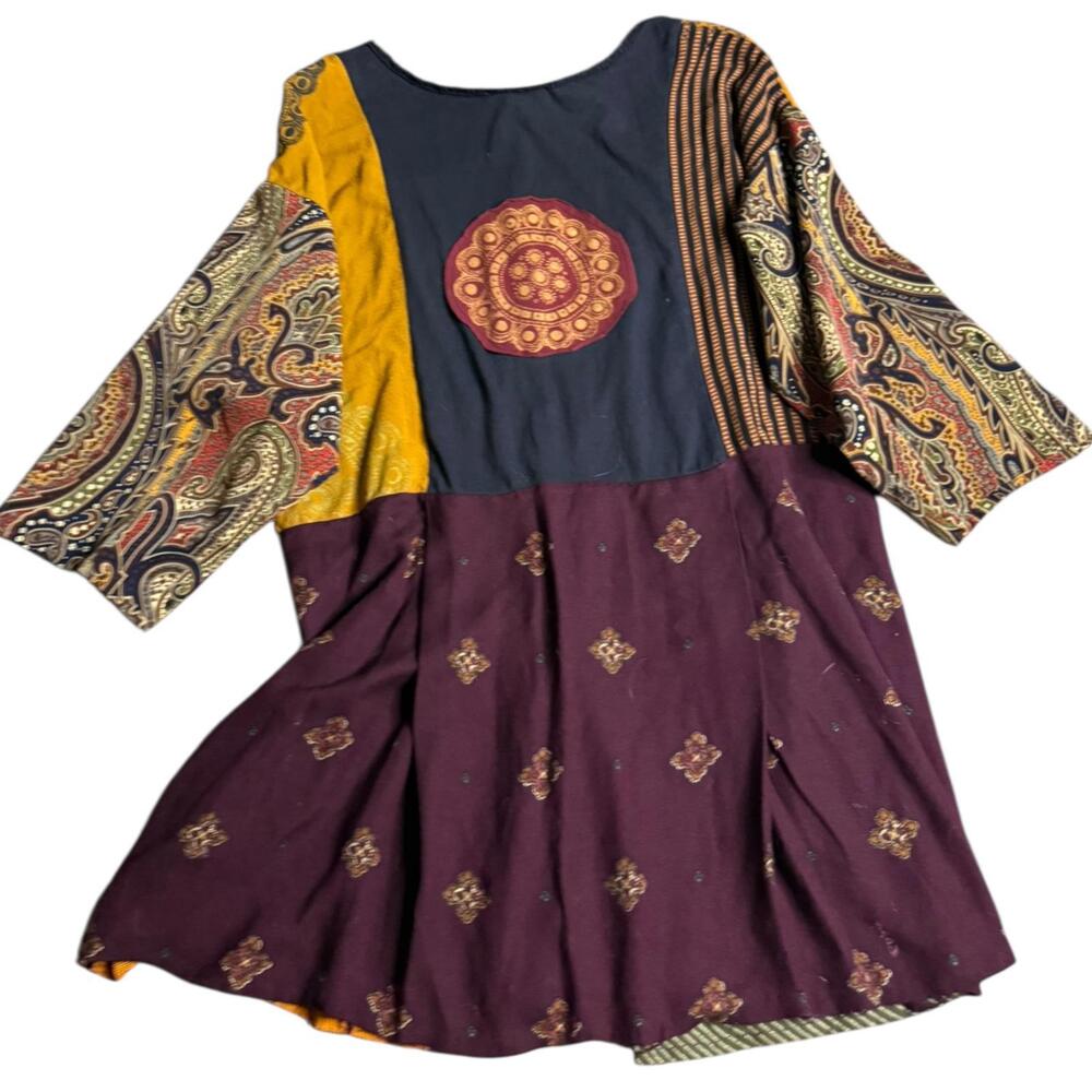 Staley Gretzinger Patchwork Artsy Boho Tunic Top … - image 2